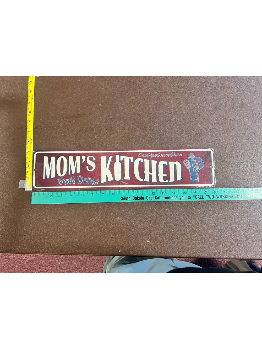 Mom's Kitchen 4x18 Aluminum Metal Sign Fresh Daily Farmhouse Wall Decor